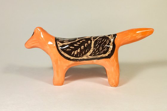 Ceramic sculpture Fox 14.5x7x4 cm