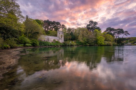 St Just in Roseland Church sunset