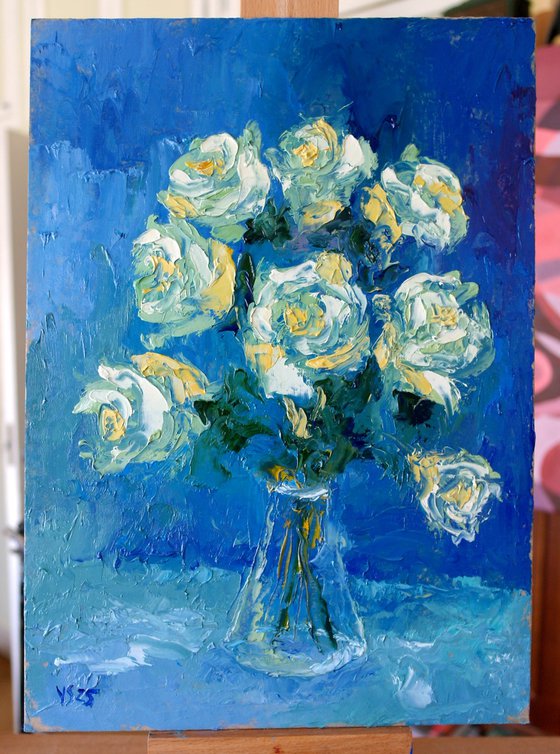 White Roses in Vase