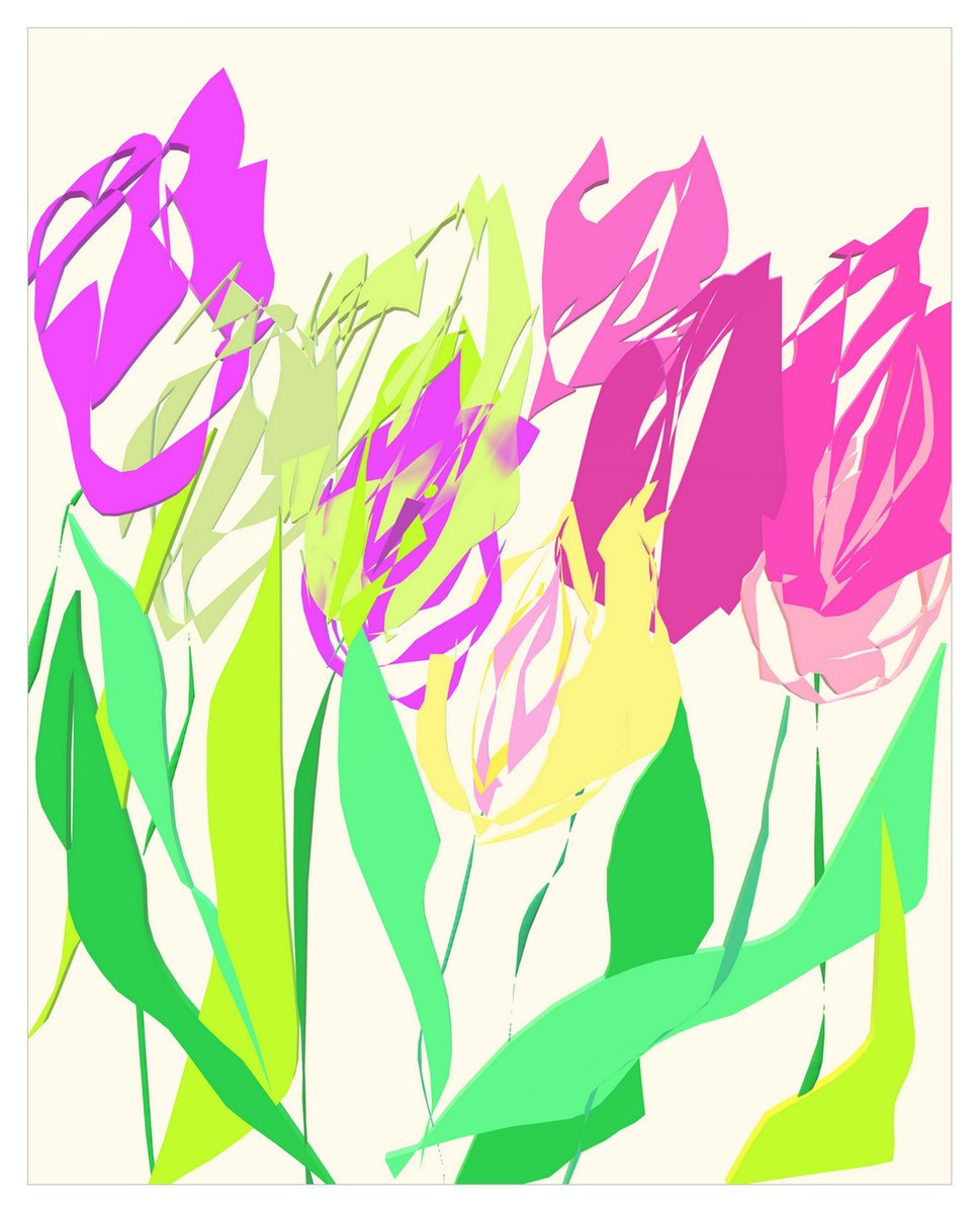 Lovely Tulips Bouquet Flowers, Art Floral, Flowers Photo Floral Painting Abstract Pink Art... by Kseniya Kovalenko