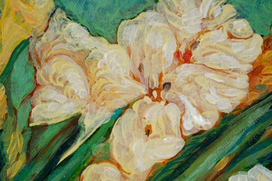 Gladioli in a Green Vase