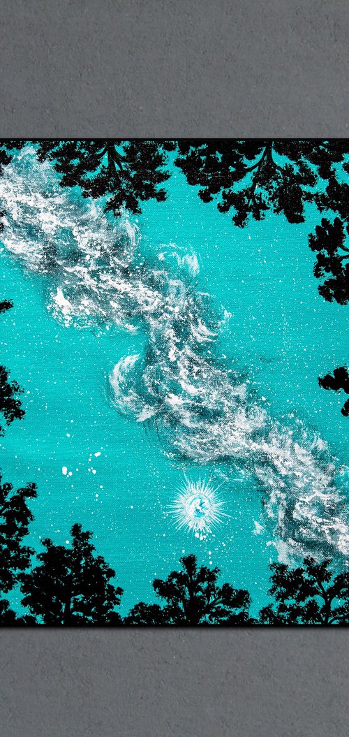 Turquoise night – moonlit forest by Rimma Savina