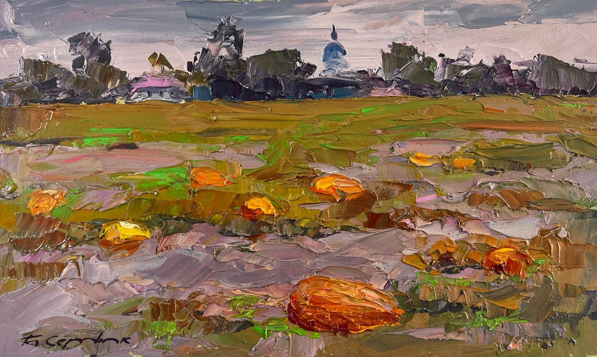 Autumn Has Come To The Pumpkin Field By Boris Serdyuk, 12 X 7, Artwork For Sale On Artfinder