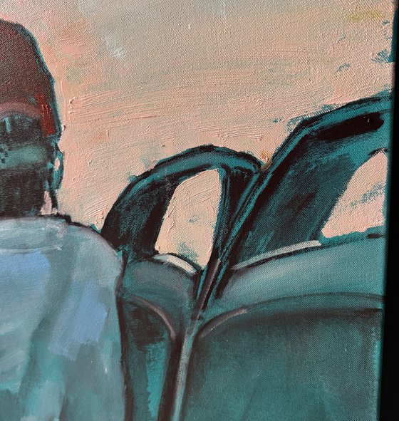 Sky is pink outside the window