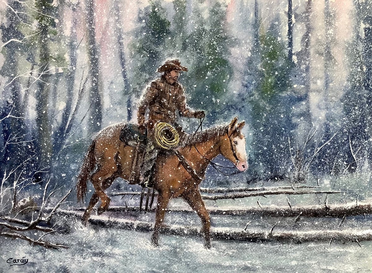 Photorealistic Landscape Watercolour By Darren Carey, 15 X 11, Through The Ice And Snow, Original Artwork