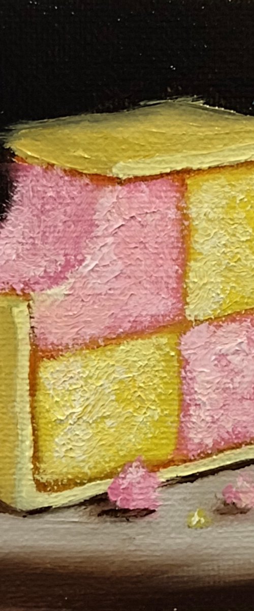 Little Battenberg slice Cake still life by Jane Palmer Art