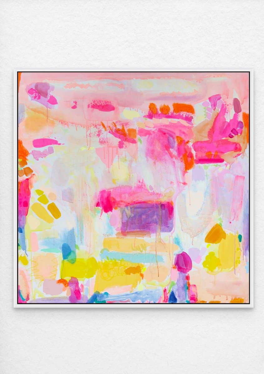 Organic Abstract Acrylic Painting By Kathryn Sillince, 49 X 49", 