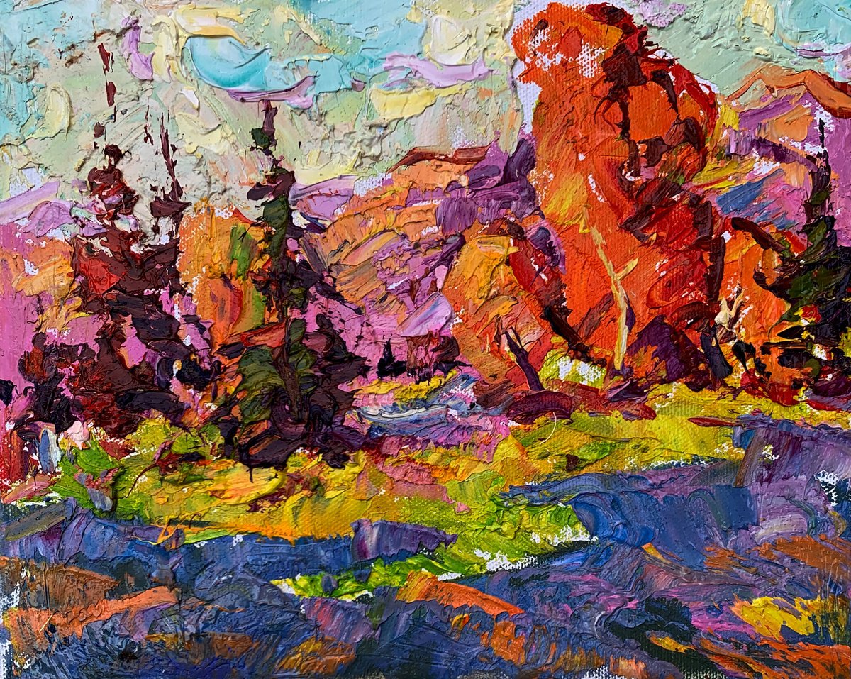 Impressionistic Landscape Oil Painting By Kalenyuk Alex, 10 X 8", Sunny Autumn Day, Original Artwork