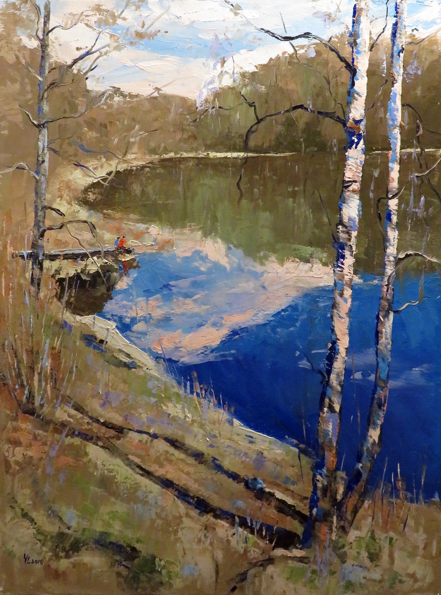 Impressionistic Landscape Oil Painting By Yuanyuan Liu, 24 X 31", Early Spring, Original Artwork