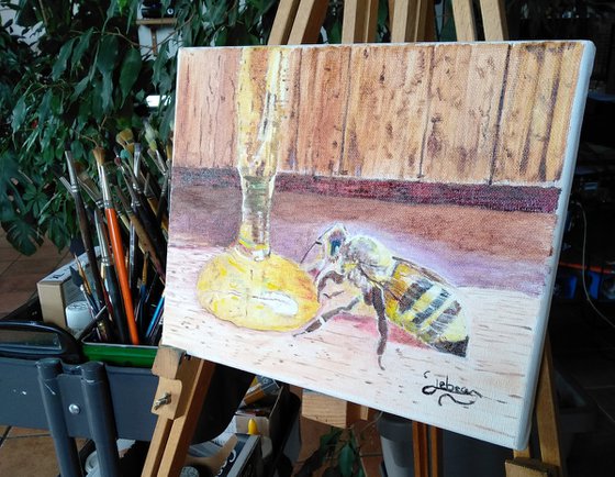 Honey and bee - Spring still life