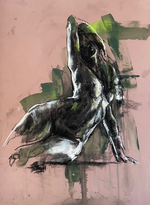 Figure with Olive background by Ryk Pryke
