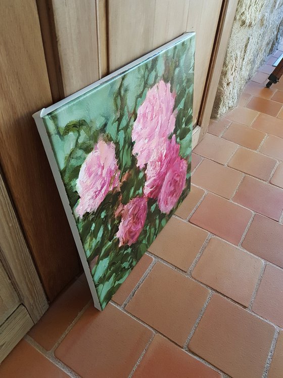 "Pink roses" - medium size - 50X50 cm