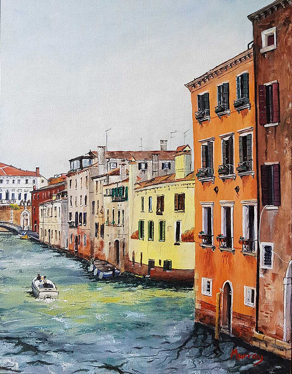 Venice Italy Acrylic Cityscape Painting by Stephen Murray