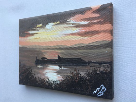 Dusk over Bournemouth Pier on a mini canvas