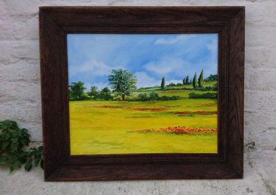 Yellow fields large original oil 24"x 18" inches