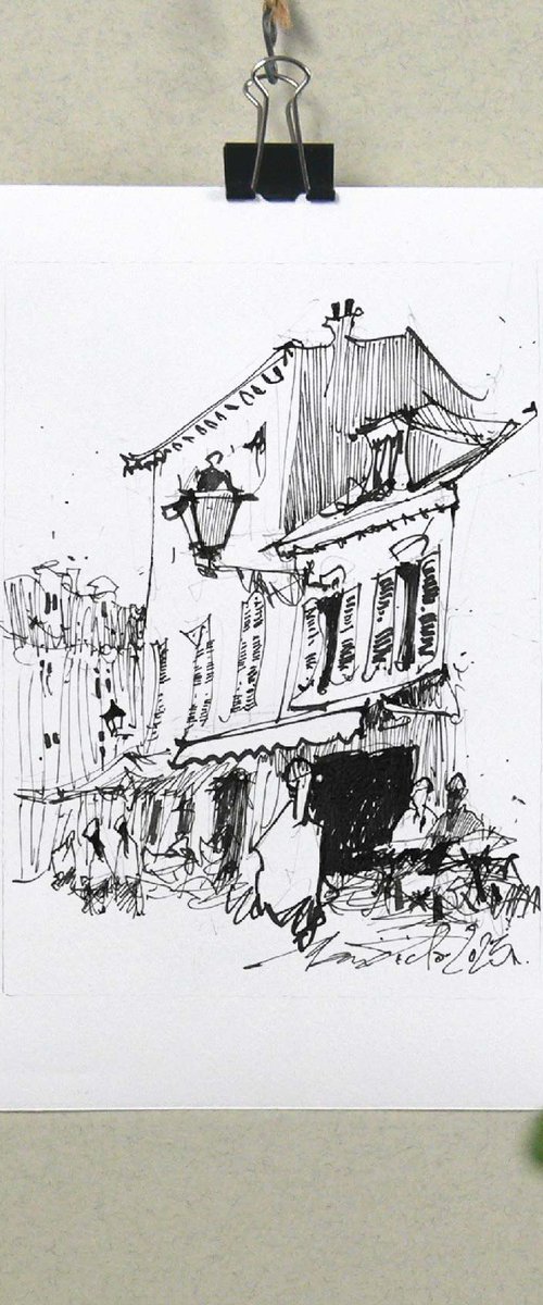 Paris, Montmartre, ink on paper. by Marin Victor
