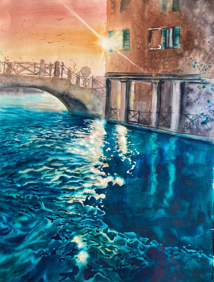 Impressionistic Landscape Watercolour By Valeria Golovenkina, 22 X 30", What