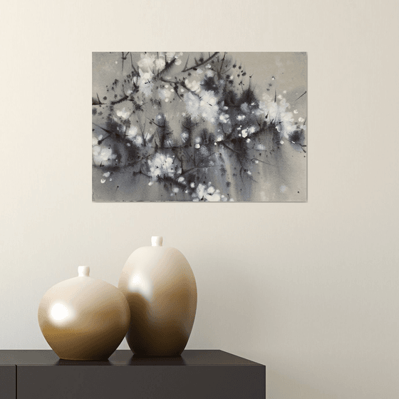 Thousands of cherry blossoms 4. One of a kind, original painting, handmade work, gift, watercolour art.
