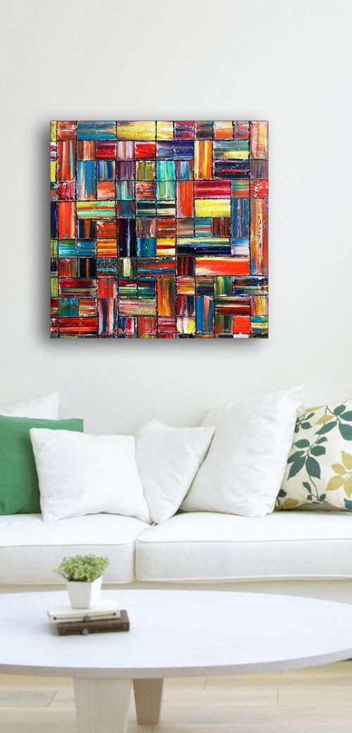 "Boxed In" - Original PMS Abstract Oil Painting On Canvas - 24" x 24" by Preston M. Smith (PMS)