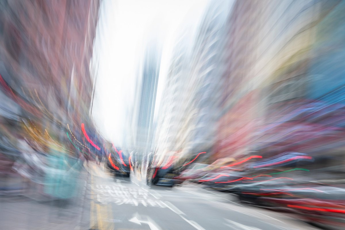 Expressive Abstract Photograph By Sergio Capuzzimati, 24 X 16", Velocity Of Cars, Original Artwork