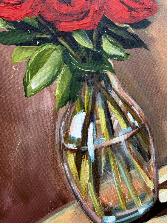 Still Life with Red Roses