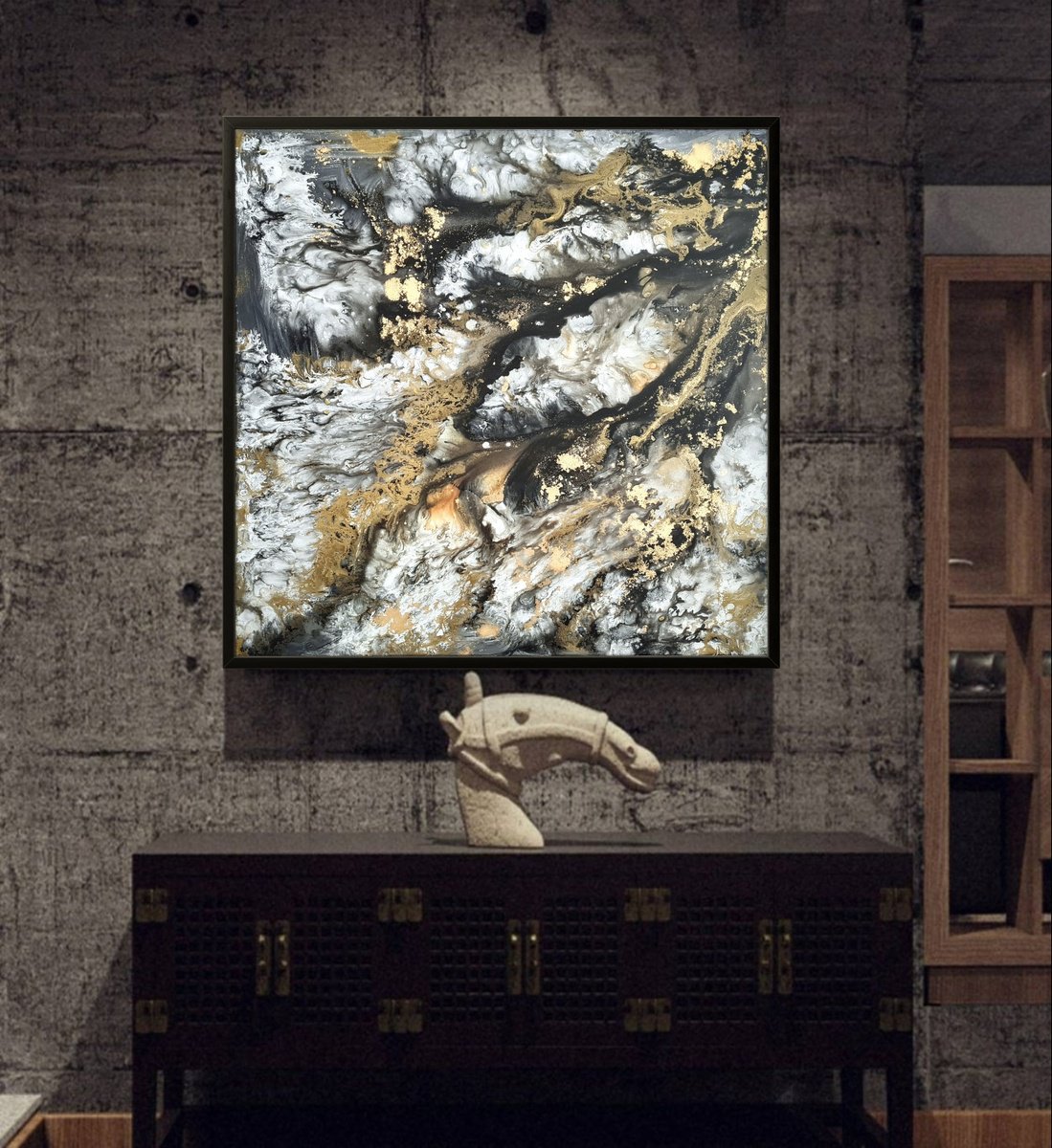 Abstract Acrylic Painting By Eleni Denart, 36 X 36, Dynamic Spirit, Original Artwork