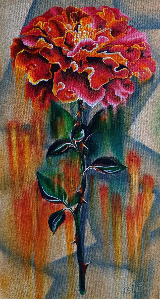 Impressionistic Botanical Oil Painting By Anna Shabalova, 10 X 18, Up ?????, Original Artwork