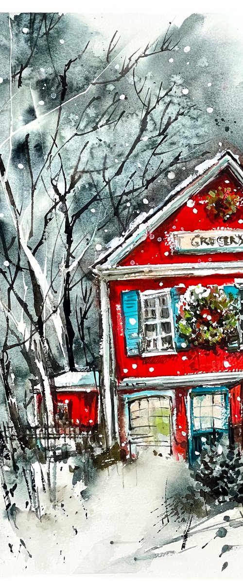 Christmas House - Winter Landscape by Sophie Rodionov
