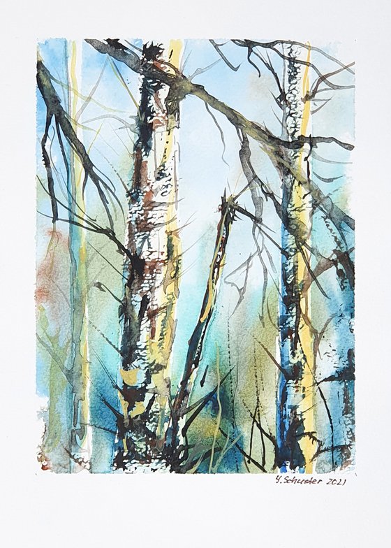 9/20 ORIGINAL WATERCOLOR painting. Trees series