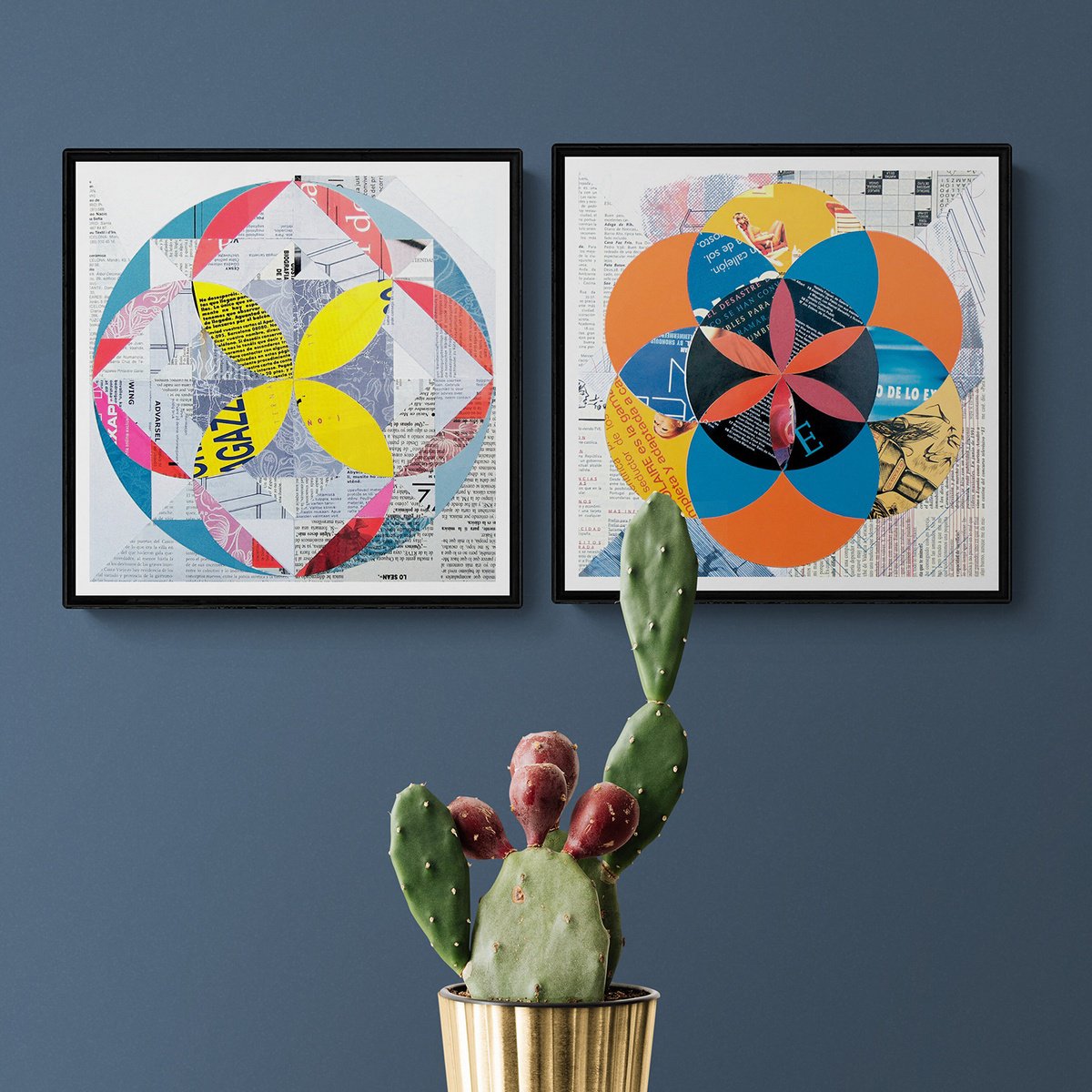 Geometric Abstract Collage By Manel Villalonga, 12 X 12", 97 Geometric, Original Artwork