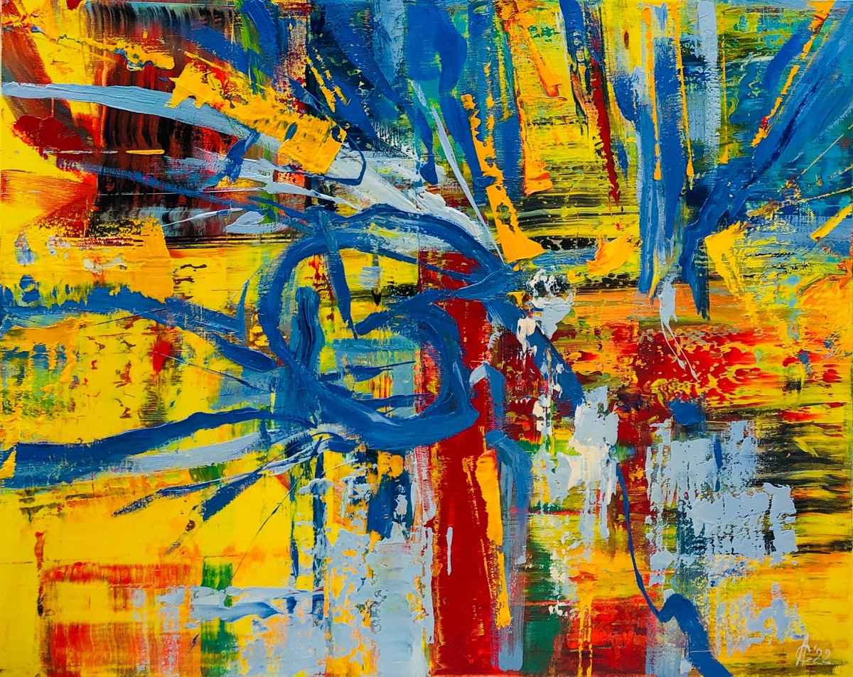 Abstract Oil Painting By Svitlana Andriichenko, 39 X 31", The Opening Of The World. A78, Original Artwork