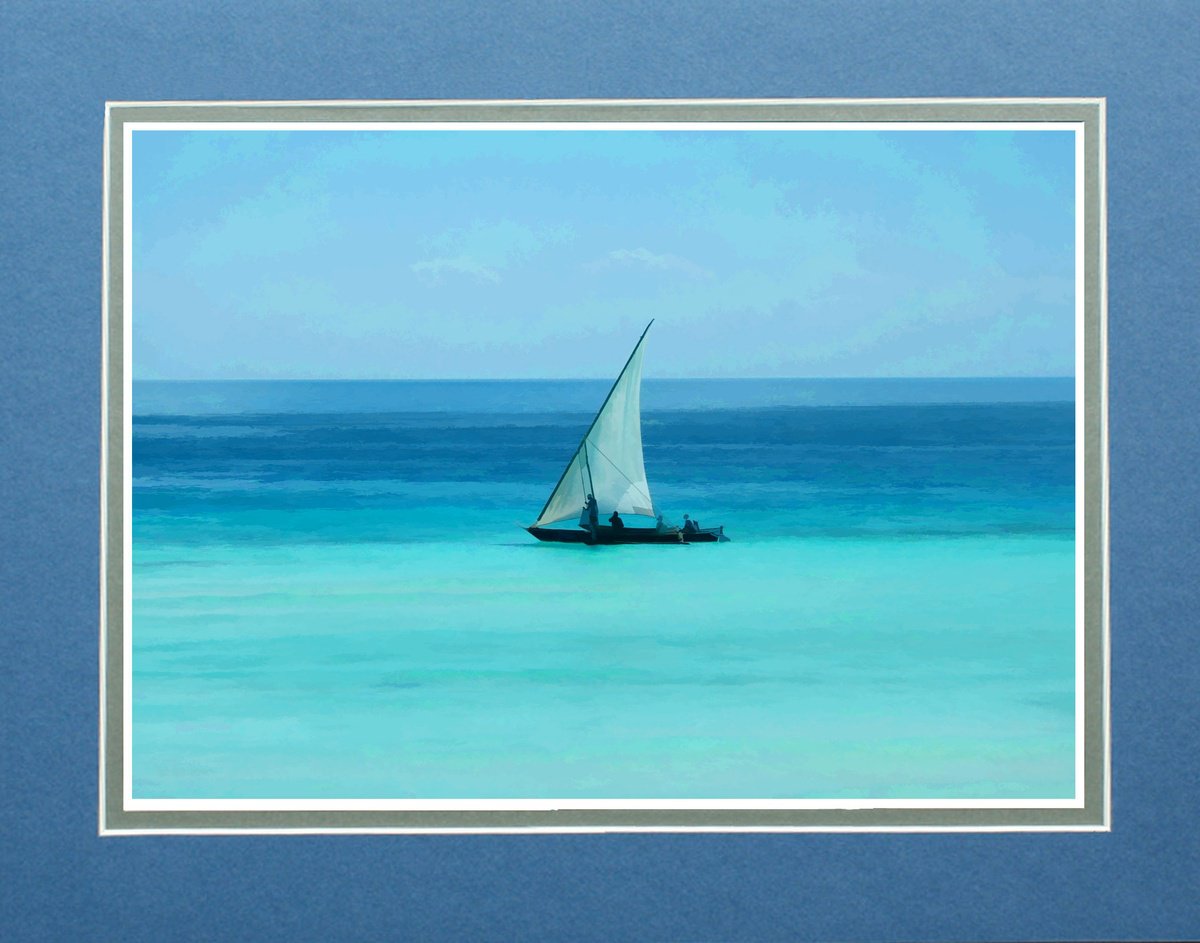 Photorealistic Landscape Photograph By Robin Clarke, 14 X 11", 50 Shades Of Blue, Zanzibar, Original Artwork