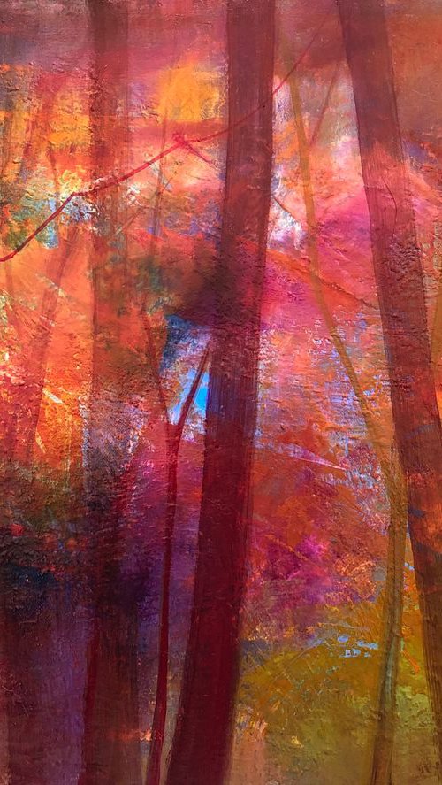 Along the River...original painting oil on canvas morning walk by Faith Patterson