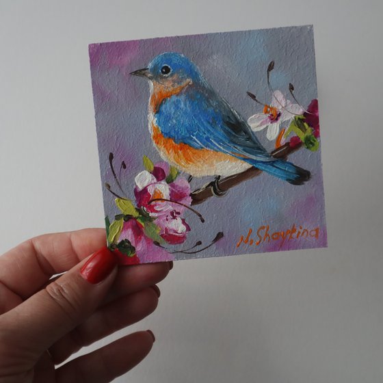 Bluebird on Blossom Branch, Happiness Bird