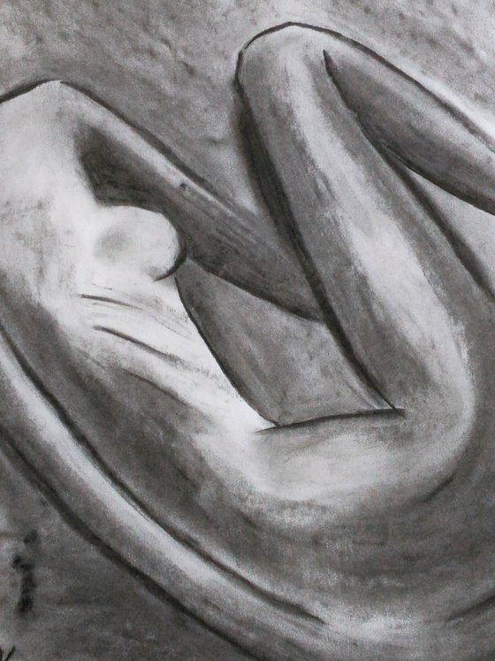 Woman Nude original charcoal artwork