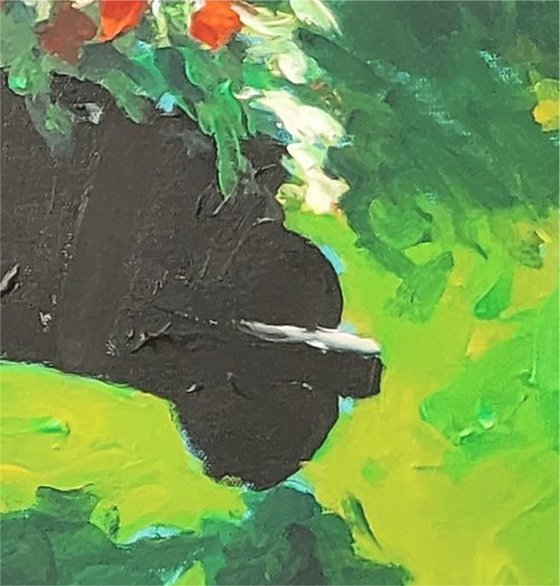 wheelbarrow with flowers