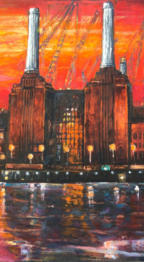 Red Sky over Battersea by Patricia Clements