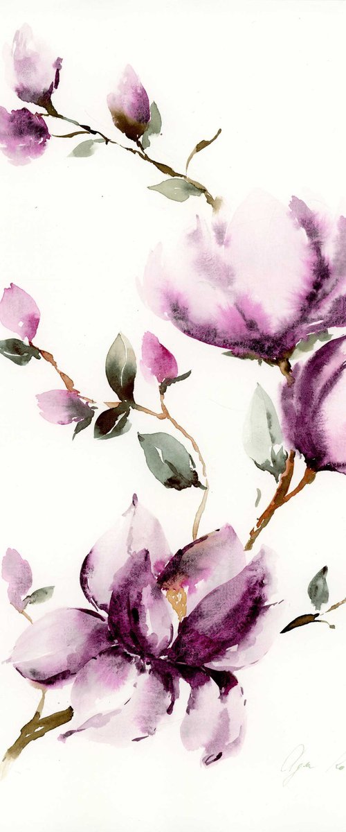 Purple Magnolia Blossom by Olga Koelsch