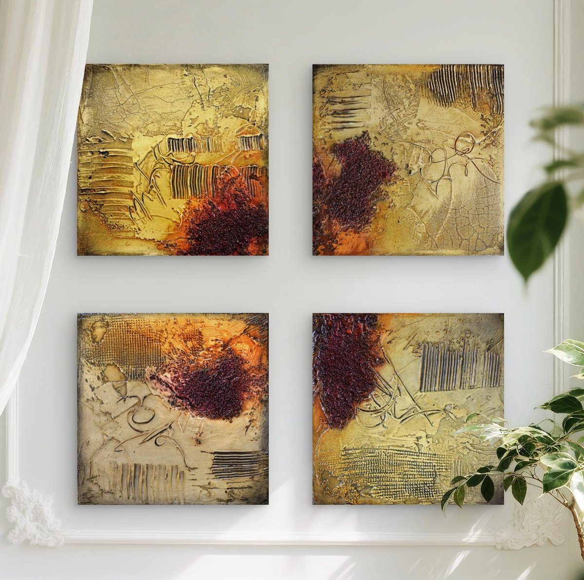 Abstract Acrylic Painting By Andrada Anghel, 16 X 16, Earthbound Signals, Original Artwork