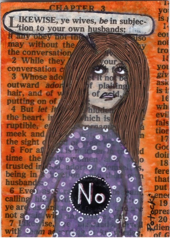 Defiant Glance Woman Portrait - ACEO original painting 2.5 x 3.5 inches