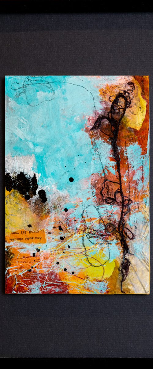 250 - Small abstract painting with mat by Chantal Proulx