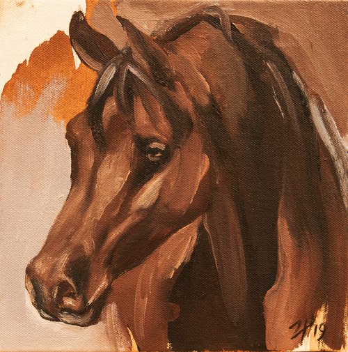 Equine Head Arab Chestnut (study 14) by Zil Hoque