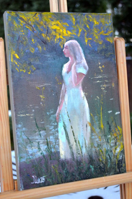 Sun-Kissed Harmony.  Miniature Figurative Oil