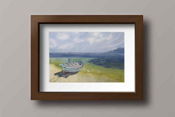 Seascape with boat