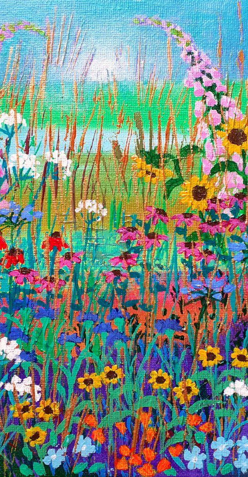 Sunflowers and Foxgloves by Lisa Mann