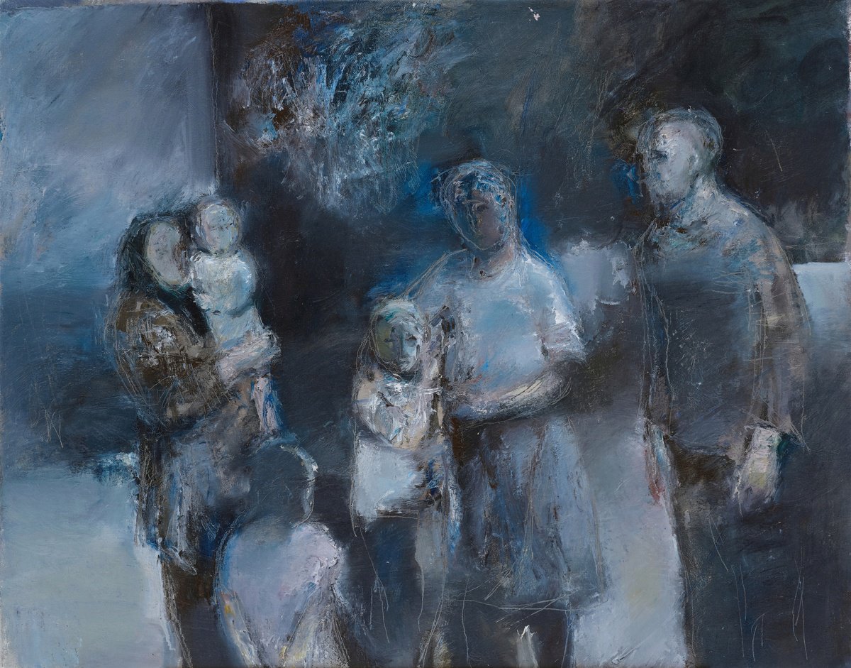 Expressive Portrait Oil Painting By Zakhar Shevchuk, 37 X 29", Family Portrait, Original Artwork