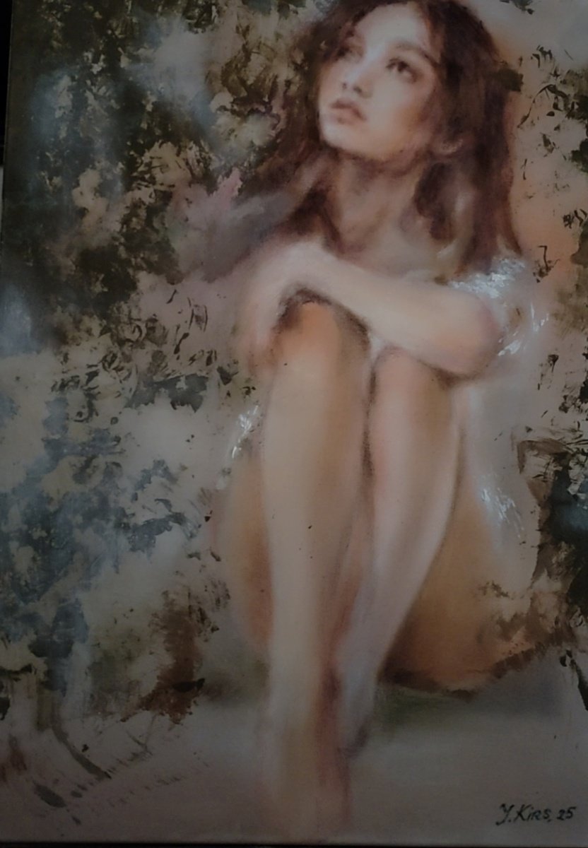 Impressionistic Portrait Oil Painting By Yuliia Kyrsanova, 20 X 28", Hidden In The Foliage, Original Artwork