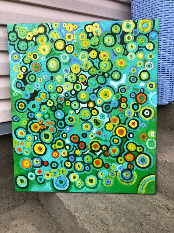 Green mosaic, abstract modern painting, abstract landscape painting