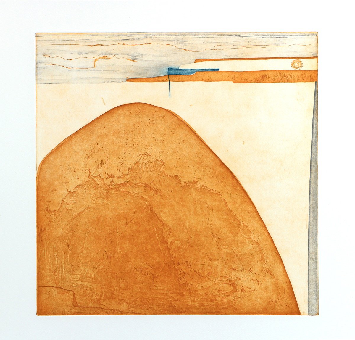 Heike Roesel Sunset Hill 2.1, fine art etching/mono print in a series of 15 by Heike Roesel