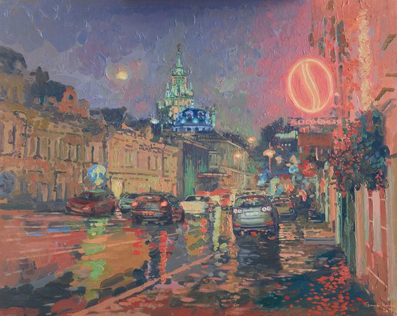 Moscow at night. Nikolo-Yamskaya Street